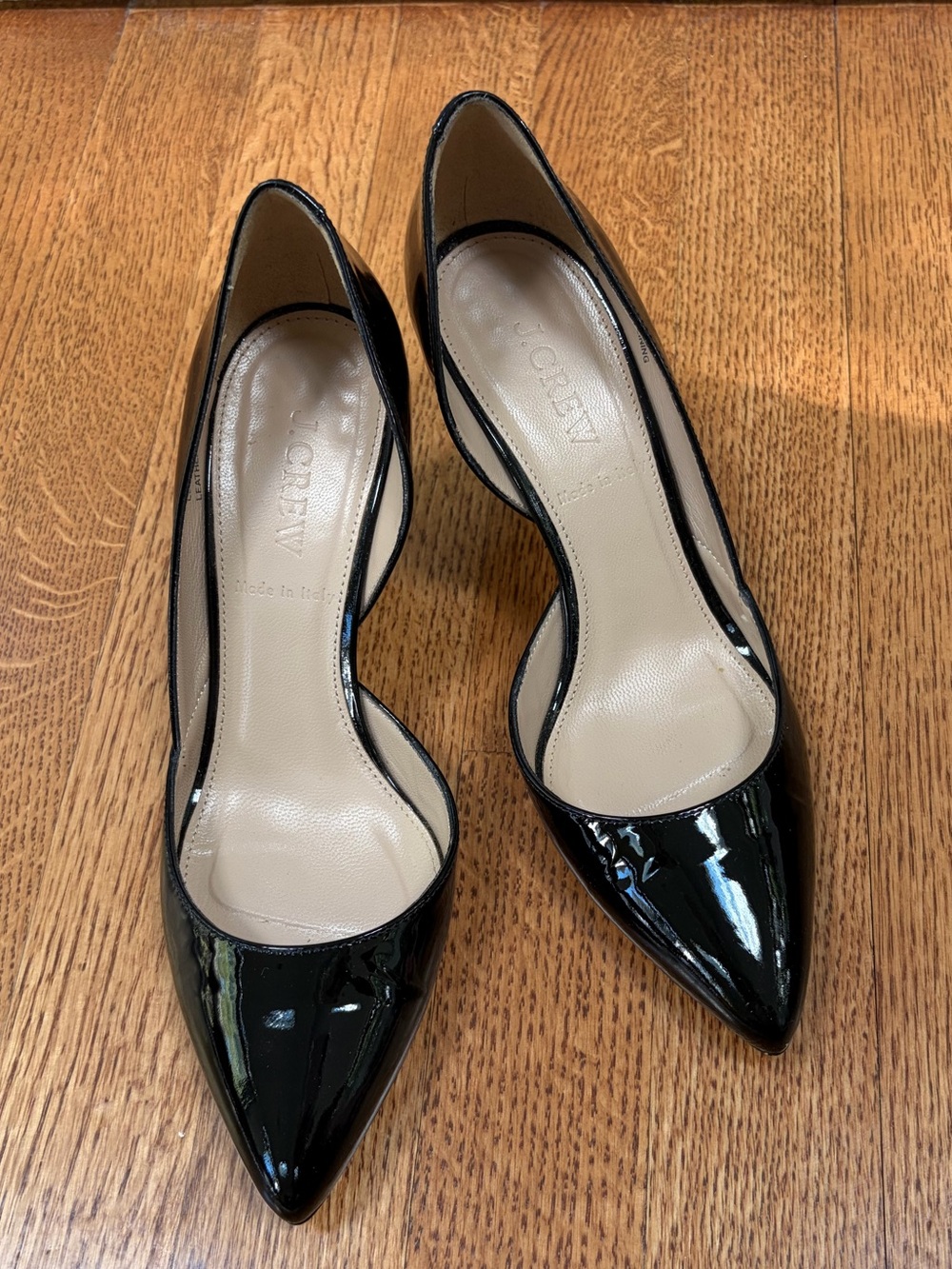 JCrew Valentina D’Orsay pumps in Patent Black Leather, 6